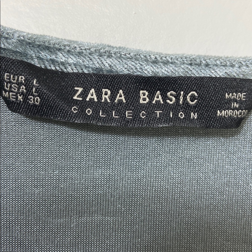 Zara Basic Women’s Gray/Teal Crush Velvet Wrap Dress.Size-Large. - Picture 11 of 12